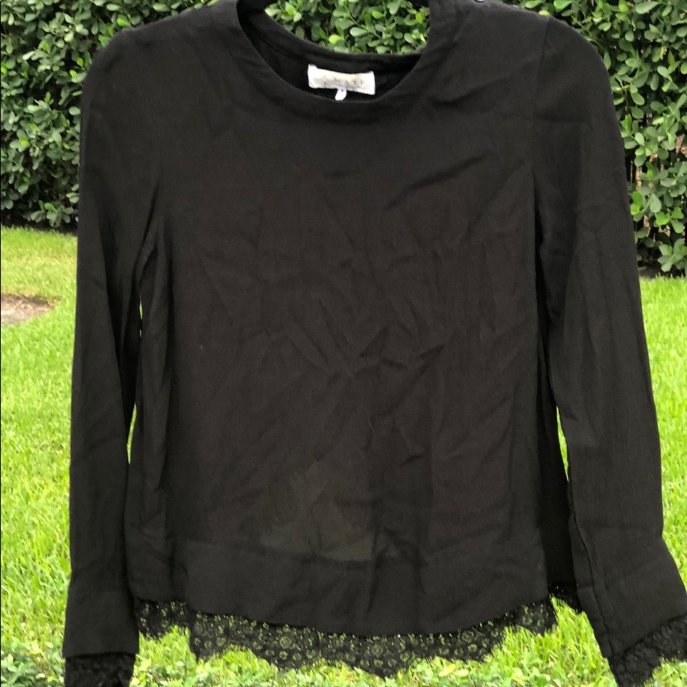 Wayf Black Long Sleeve with Lace Trim